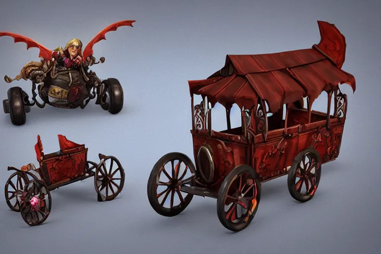 Image similar to 3d sculpt of a gothic circus wagon, artstaton, League of Legends, red dead redemption2, overwatch, digital illustration