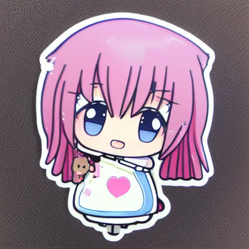 Prompt: die cut sticker of anime chibi kawaii cute tsundere jar of jelly