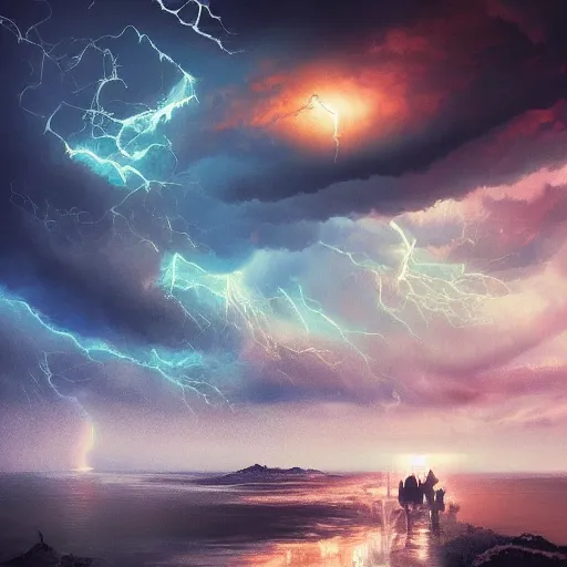 Image similar to i am the storm that is aproaching!, acrilic paint, digital, artstation, detailed intricate ink illustration, heavenly atmosphere, digital art, overdetailed art, concept art, complementing colors, trending on artstation, cgstudio, the most beautiful image ever created, dramatic, subtle, details, award winning artwork, beautiful scenery