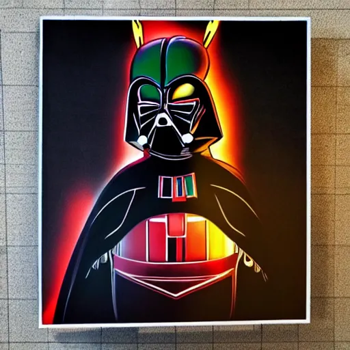 Image similar to half Pikachu, half Darth Vader