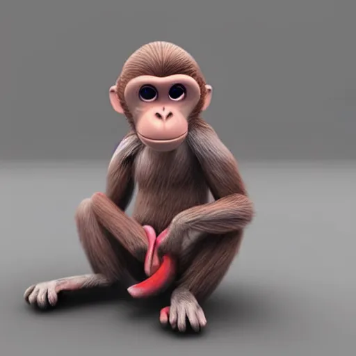 Image similar to A monkey made out of fruit, 3d render, highly detailed, hyper realistic