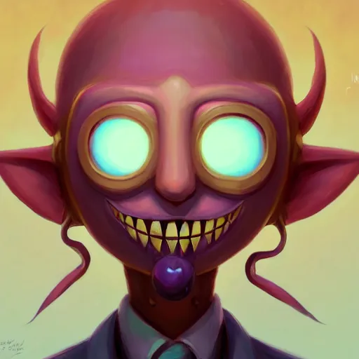 Image similar to a portrait of the happy mask salesman from majora's mask, art by lois van baarle and loish and ross tran and rossdraws and sam yang and samdoesarts and artgerm and saruei and disney, digital art, highly detailed, intricate, sharp focus, trending on artstation hq, deviantart, unreal engine 5, 4 k uhd image