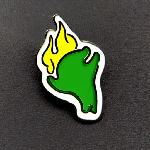 Image similar to simple yet detailed, fire jalapeno flame enamel pin retro design