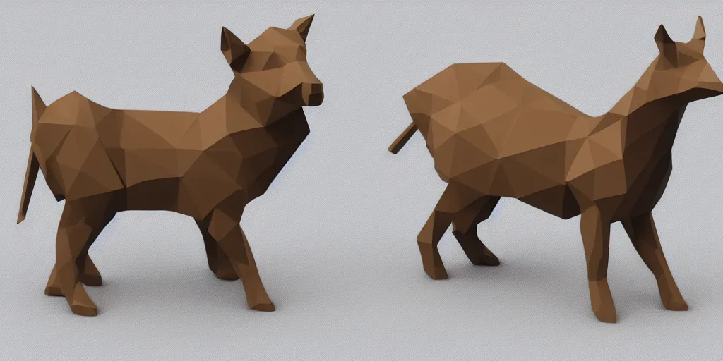 Prompt: Low polygon render of a [animal name] on a white background, isometric 3d, ultra HD