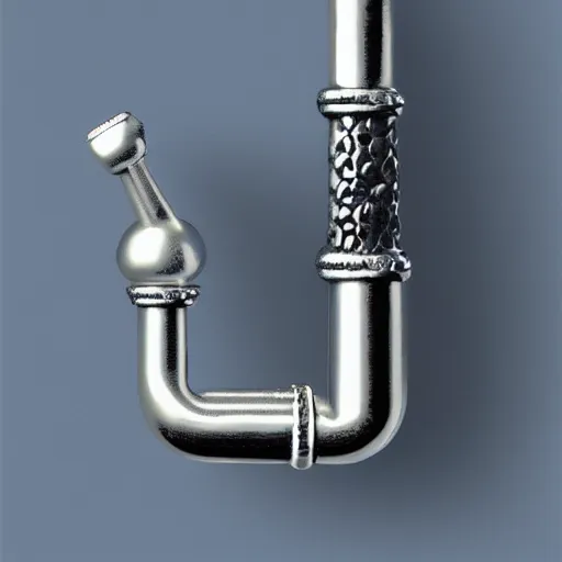 Image similar to A a shiny old silver pipe in the style of a mario pipe from the front view in the foreground and a blue background behind the pipe, Realistic, Hyperrealistic, Highly Detailed, Very Detailed, HD Quality, 8k Resolution, Digital Art, Oil Painting, Trending on Artstation, Real Life