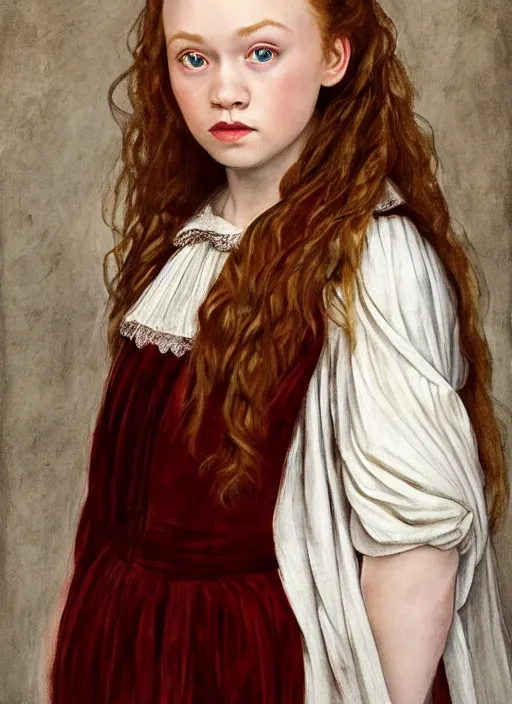 Prompt: Sadie Elizabeth Sink In the style of Caravaggio