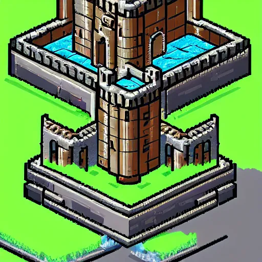 Image similar to castle, isometric pixel art, 1 6 bit, fantasy