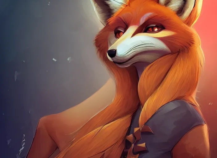 Prompt: stunningly beautiful female anthropomorphic fox character in a rock outfit character illustration trending on ArtStation, deviantart, SFW version, high detail, stylized portrait H 704