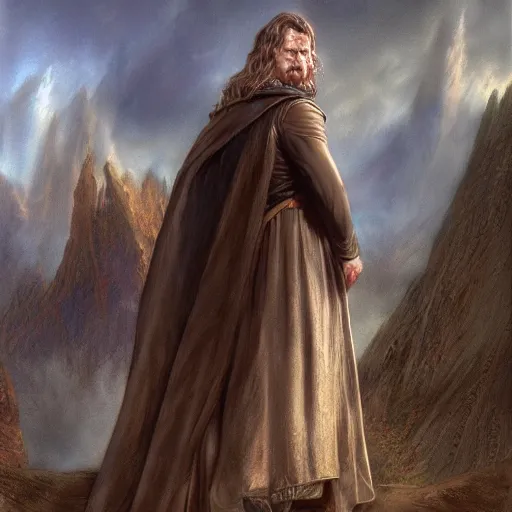 Prompt: a beautiful matte painting of a character from lord of the rings, by steve argyle and mark arian