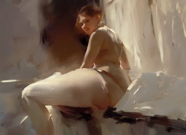 Prompt: oil painting of woman diaper, art by anders zorn, wonderful masterpiece by greg rutkowski, beautiful cinematic light, american romanticism by greg manchess, jessica rossier