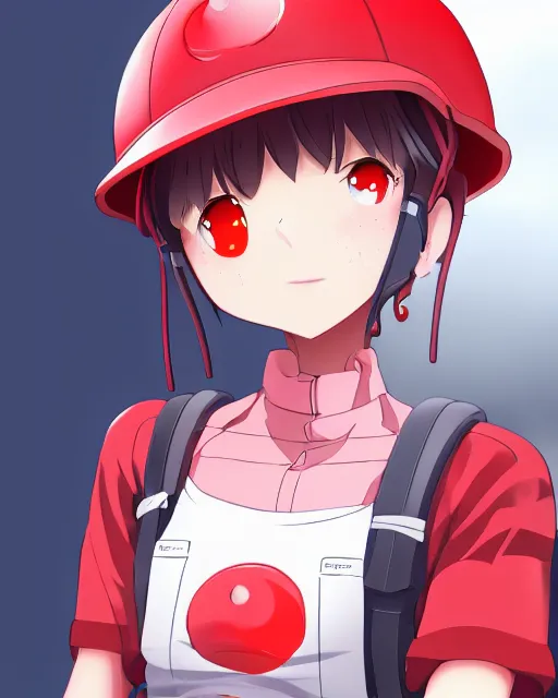 Prompt: Red Blood Cell anime girl by Zeronis and Mitsu Art, anime, line art, Cells at Work, symmetrical face, trending on artstation, artstationHD, artstationHQ, patreon, 4k, 8k