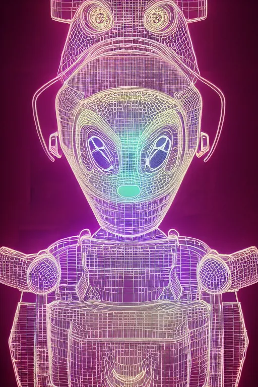 Image similar to robot duck concept portrait, 3 d fractal metallic ceramic neon lcd, intricate wires, detailed, sharp focus, pastel, intricate, realistic, smooth, volumetric lighting, digital painting, by miyazaki