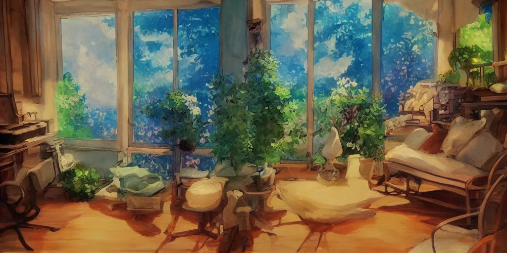 Prompt: studio ghibli, impressionism, ambient lighting, shaded! n 6