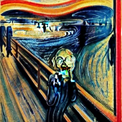 Image similar to a corrupted version of the scream by edvard munch