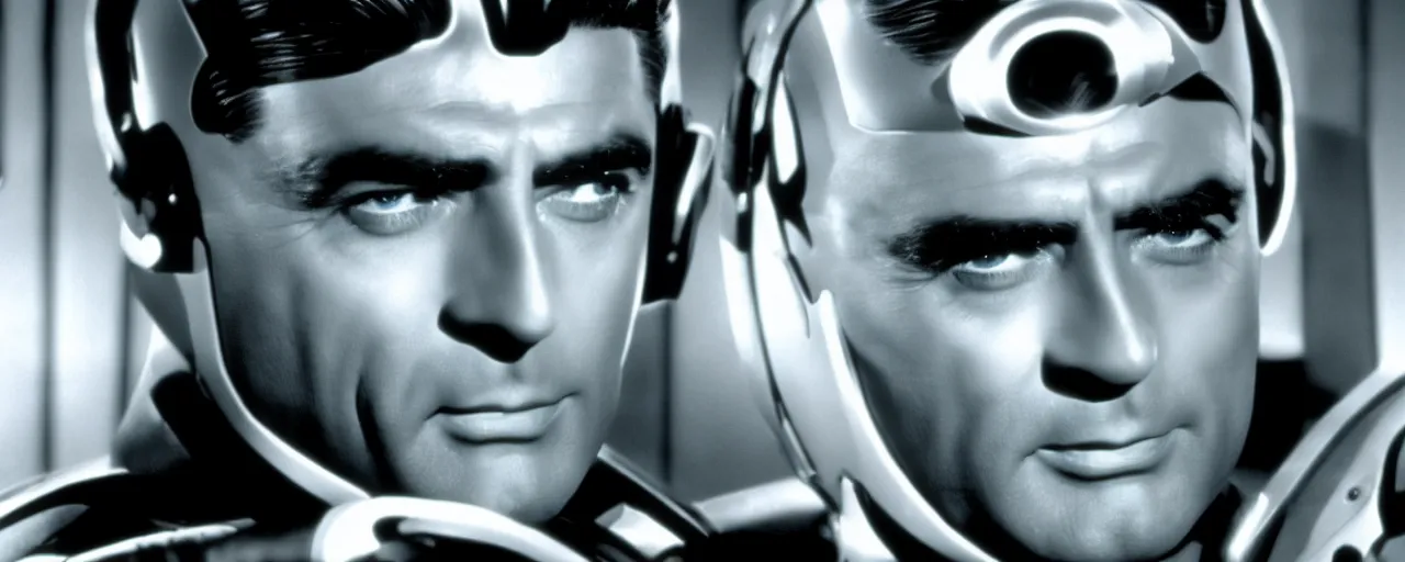 Image similar to a film still of Cary grant in tron high quality .