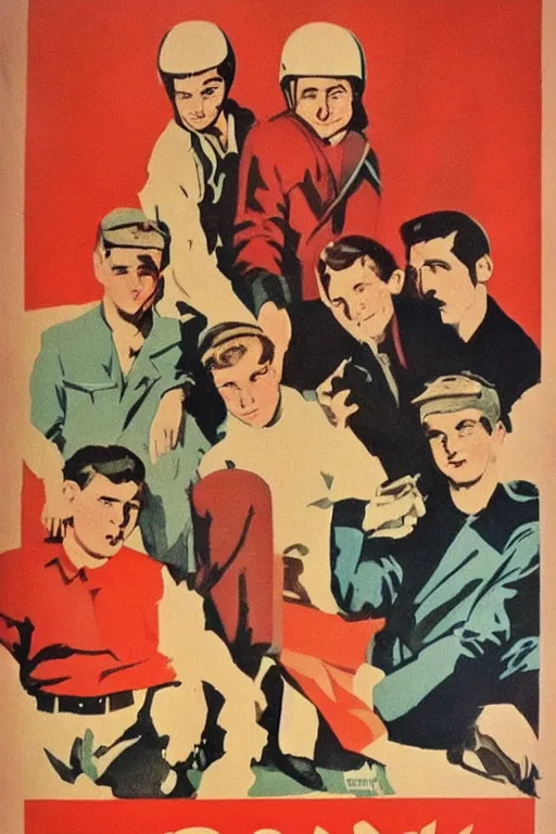 Prompt: the boys, 1 9 6 0 s soviet poster