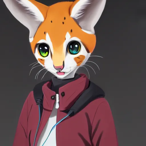 Prompt: serval from kemono friends, 4k, trending on artstation, anime character, very detailed digital painting