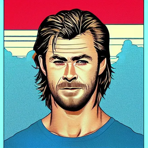 Image similar to “ chris hemsworth retro minimalist portrait by jean giraud, moebius starwatcher comic, 8 k ”