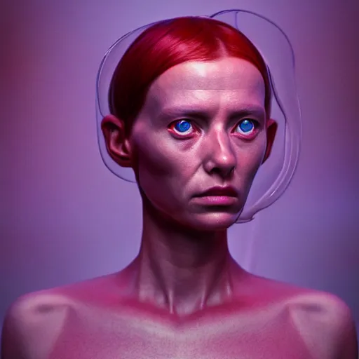 Prompt: colour aesthetic highly detailed photography portrait, characters with hyperrealistic highly detailed faces. from dune ( 2 0 2 1 ) by alejandro hodorovski and denis villeneuve and gregory crewdson style with many details by mike winkelmann and vincent di fate in sci - fi style. volumetric natural light hyperrealism photo on red dsmc 3 system