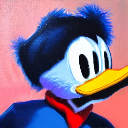 Prompt: donald duck, oil painting