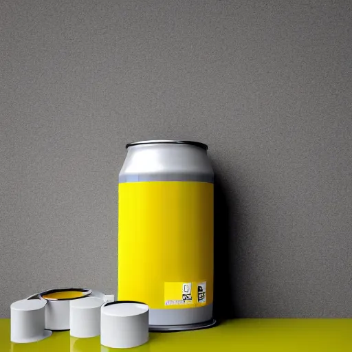 Prompt: can of paint, minimal, modern, solid colors, yellow