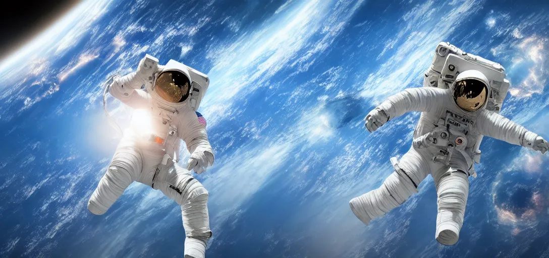 Image similar to astronaut floating away from the space station into the emptiness of space, photorealistic, cinematic, highly detailed, realism, 8k