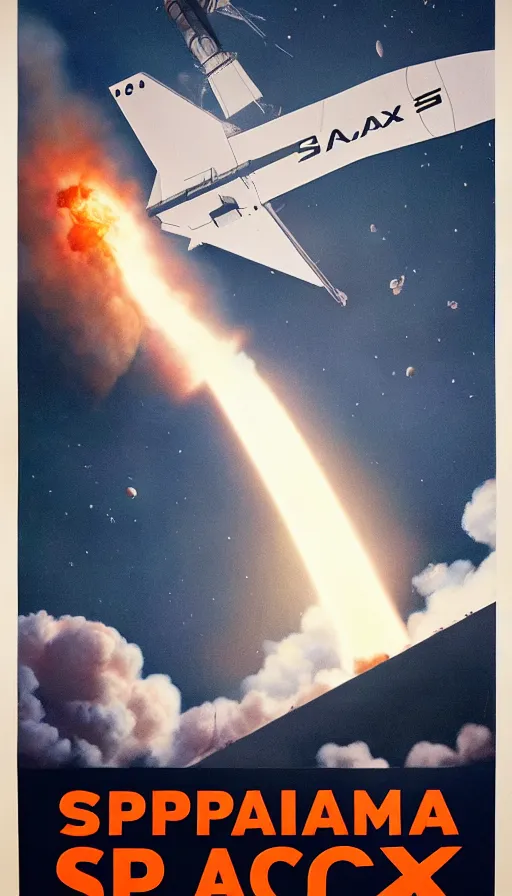 Image similar to propaganda poster for spacex