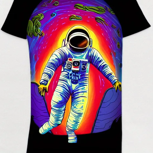 Image similar to astronaut tripping psychedelic trippy, graphic t - shirt design