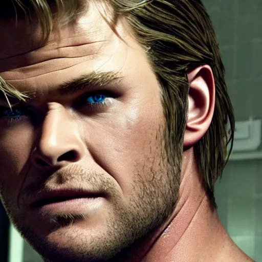 Prompt: chris hemsworth as leon kennedy in resident evil, 4k, high detail, high-resolution photograph, professional photography