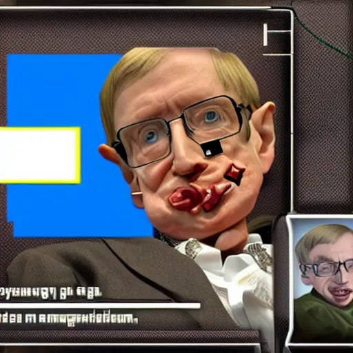 Prompt: stephen hawking in minecraft, gameplay, mojang,