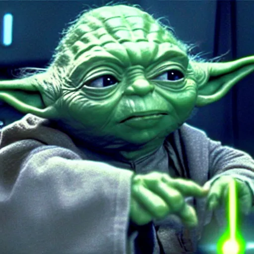 Image similar to yoda in a star trek movie, realistic details, movie shot, 8k