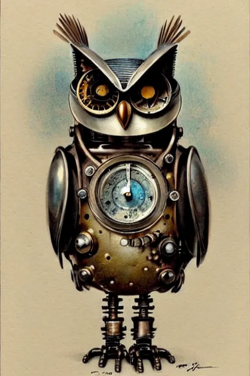 Prompt: (((((1950s robot steampunk detailed owl . muted colors.))))) by Jean-Baptiste Monge !!!!!!!!!!!!!!!!!!!!!!!!!!!!!!