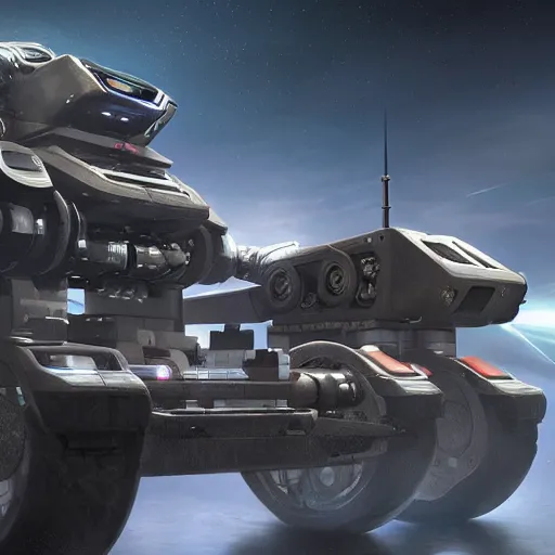 Prompt: a futuristic tank with six robot legs and a huge cannon