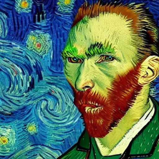 Image similar to retard wolf, van gogh,