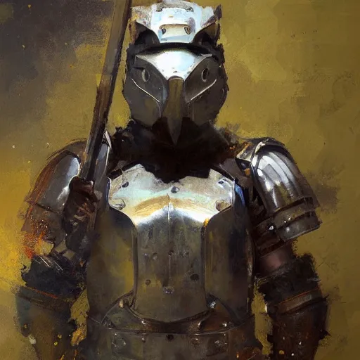 Image similar to portrait of warrior otter, shiny armor, by jeremy mann.