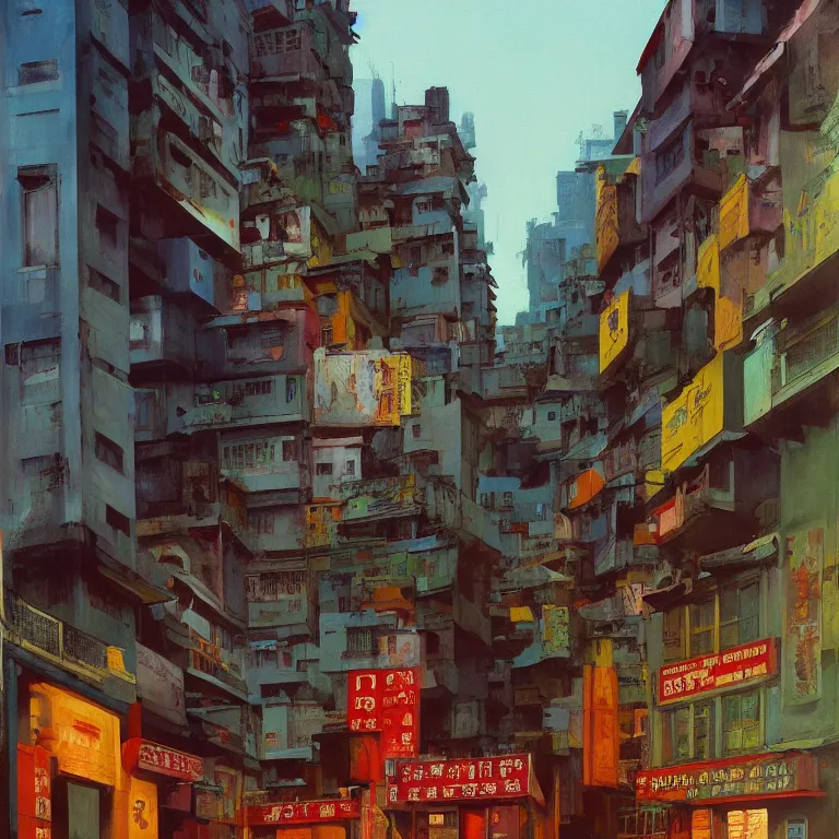 Image similar to shiva in honk kong slums, , painted by Edward Hopper, painted by James Gilleard, airbrush