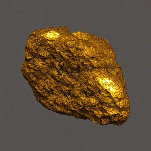 Image similar to metallic asteroid, artstation, digital art, iron, rocky, tiny gold patch