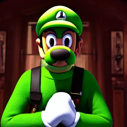 Prompt: a photo of a samuel l jackson dressed like luigi from game, ultra hd, iphone, 3 0 mm, global illumination