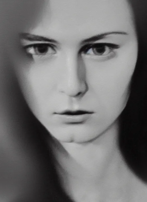 Image similar to film still from a 1971 award-winning Italian film of a young Russian woman with brunette looking at the camera while in a swirling alternate reality. close-up of face with smokey eyeshadow. soft detailed painting at 16K resolution and amazingly epic visuals. epically beautiful image. amazing effect, image looks gorgeously crisp as far as it's visual fidelity goes, absolutely outstanding. vivid clarity. ultra detail. iridescent. mind-breaking. mega-beautiful pencil shadowing. beautiful face. Ultra High Definition. soft shading. soft texture. intensely beautiful.