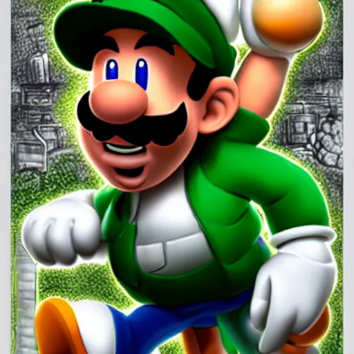 Image similar to An Italian plumber named Luigi, green hat, portrait, artgerm JSC, J. Scott Campbell,