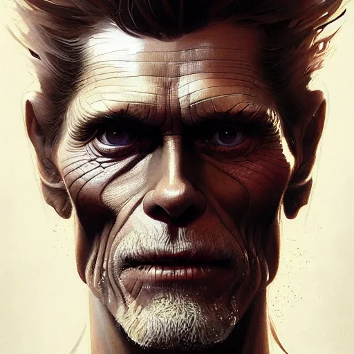 Prompt: beautiful natural willem Dafoe intricate, elegant, highly detailed, digital painting, artstation, concept art, smooth, sharp focus, illustration, art by artgerm and greg rutkowski and alphonse mucha and loish and WLOP