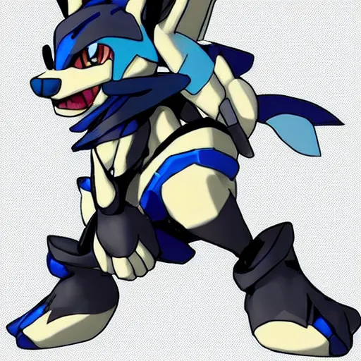 Prompt: Lucario from Pokemon, made by Yoji Shinkawa