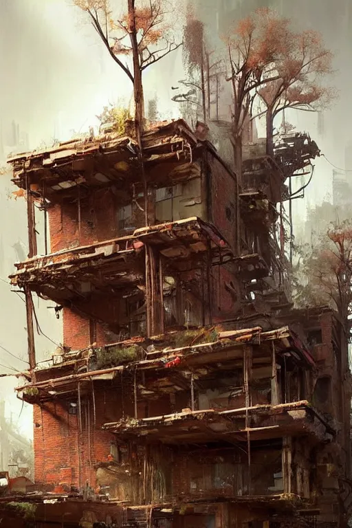 Image similar to (((((a ramshackle manhattan brick brownstone deep in the forest))))) by Eytan Zana!!!!!!!!!!!!!!!!!!!!!!!!!!!