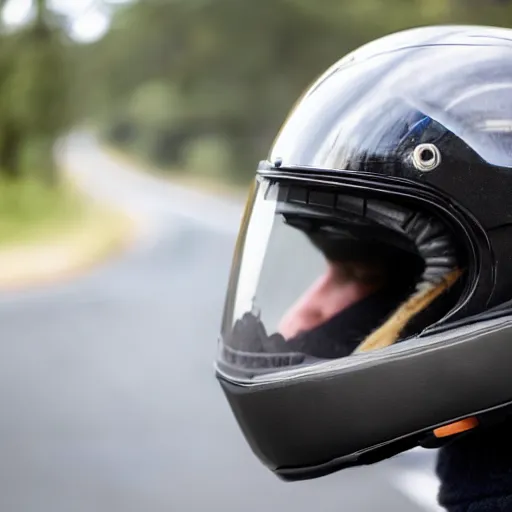 Image similar to person wearing motorcycle helmet, mirrored visor