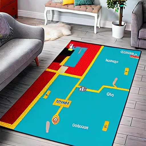 Image similar to a futuristic skids road map carpet rug