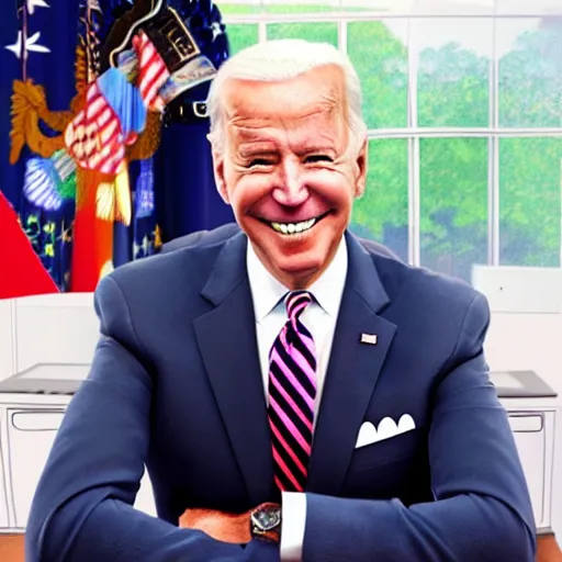 Prompt: joe biden playing Doki Doki Literature Club! on a computer, photo, realistic, detailed