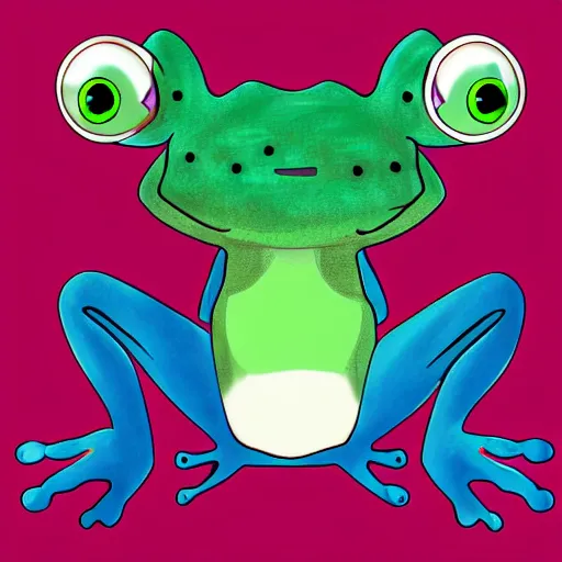 Prompt: cute anthro anime frog, digital art