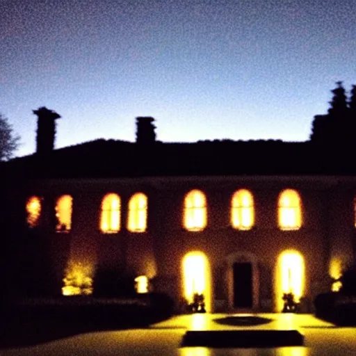 Image similar to A very low quality nokia picture with flash on of a mansion at night