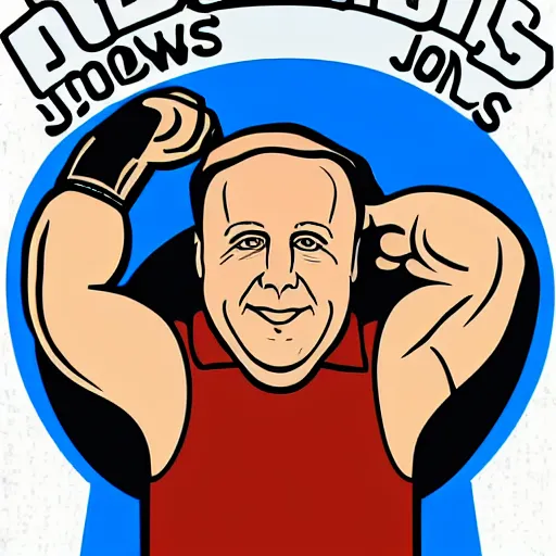 Image similar to alex jones on a beach, digital art, iconic icon, 2 d vector logo, cartoon, t - shirt design