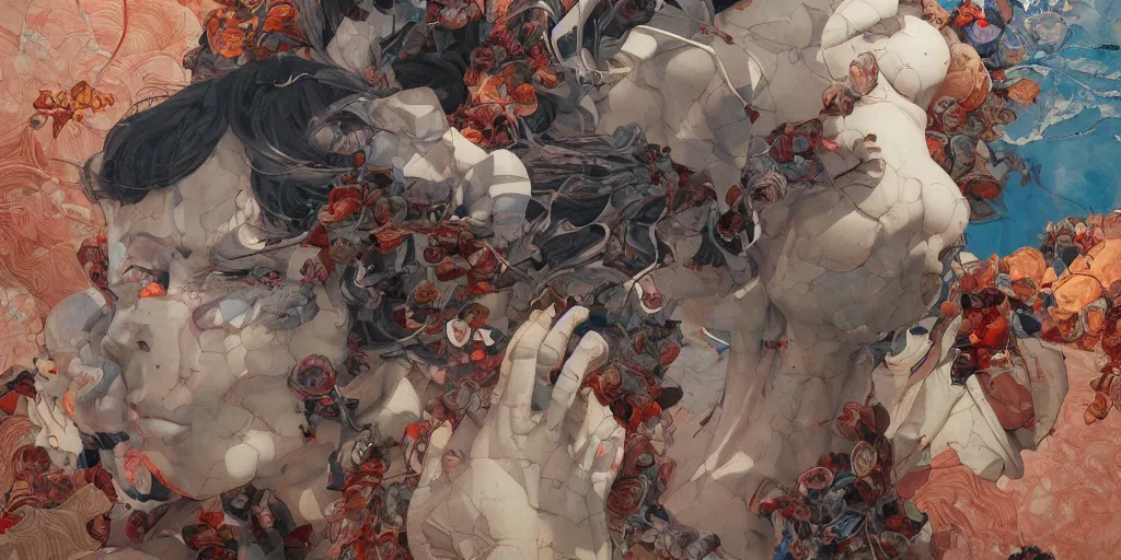 Prompt: monumental paiting soft light by james jean and katsuhiro otomo and erik jones, inspired by akira anime, smooth face feature, intricate oil painting, high detail illustration, sharp high detail, manga and anime 1 9 9 9